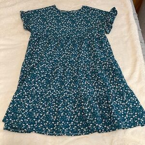 Floral Teal Mini Dress | Size M
